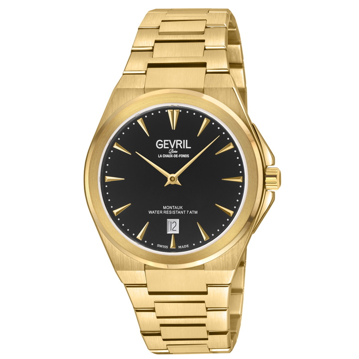 Photo: Gevril Montauk Quartz Black Dial Mens Watch 49902B