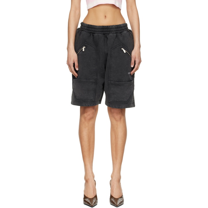Photo: Off-White Black Bookish Big Pkt Cargo Sweat Shorts