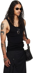 LU'U DAN Black Embroidered-Logo Tank Top