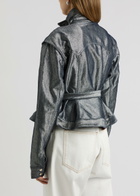 Marques' Almeida Belted Metallic Denim Jacket Silver