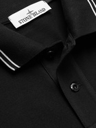 Stone Island - Logo-Appliquéd Stretch-Cotton Piqué Polo Shirt - Black