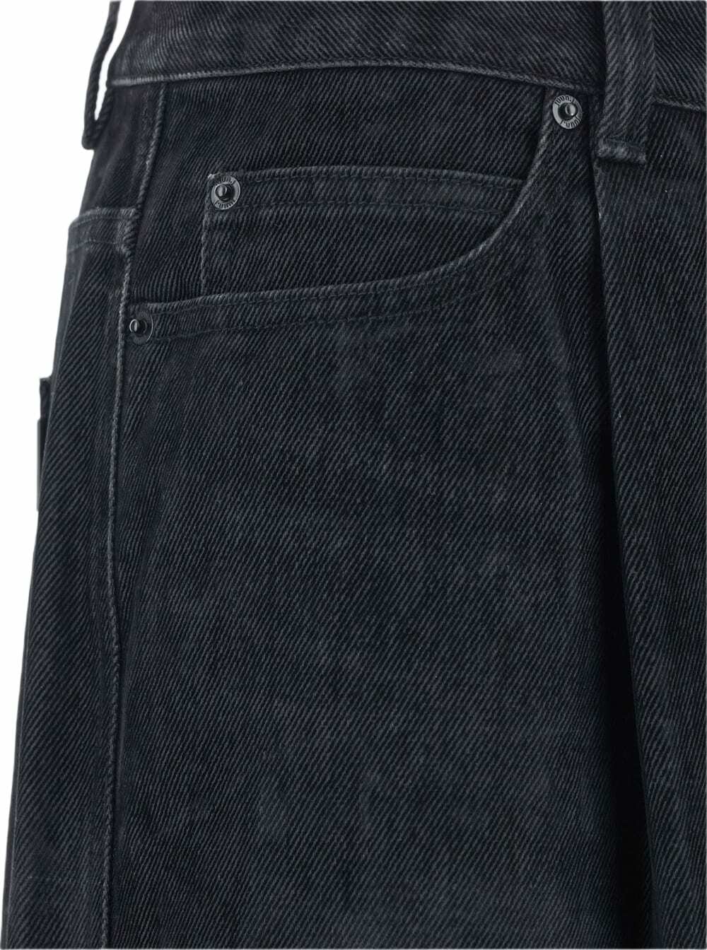 Juun.J Black Jeans With Faded Effect And Wide Legi N Denim Man