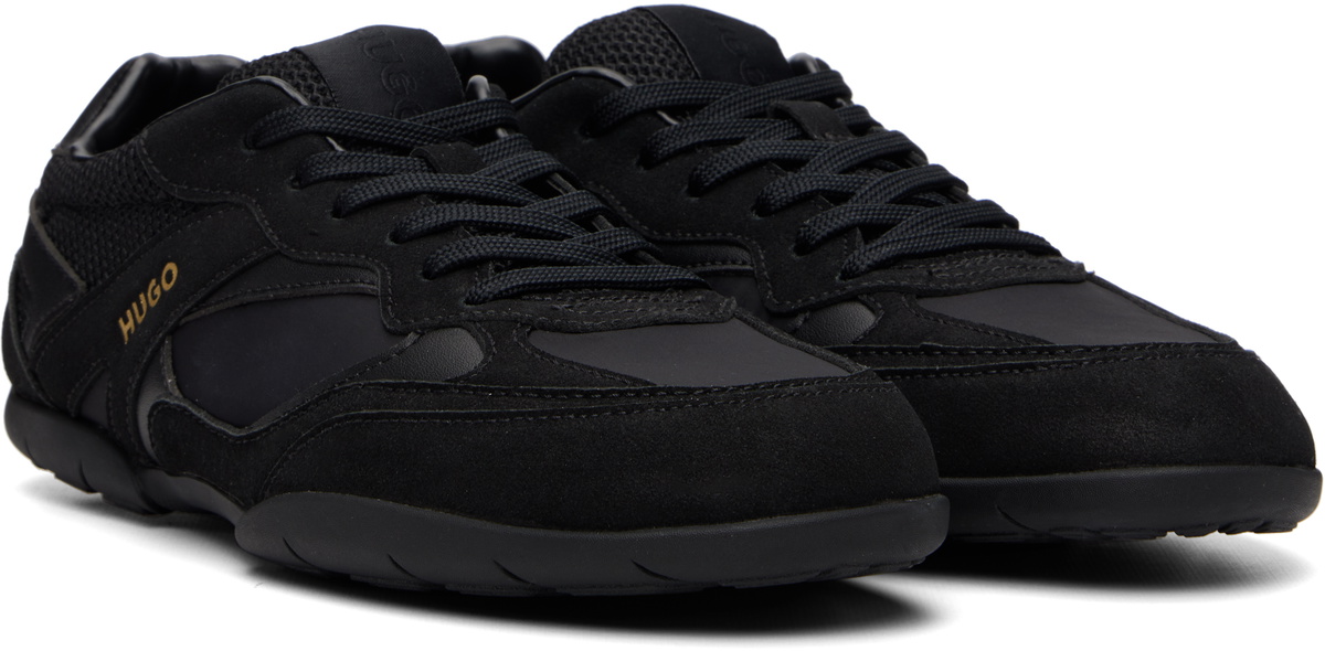 Hugo Black Mixed-Material Sneakers