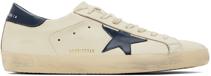 Photo: Golden Goose Off-White & Navy Super-Star Sneakers
