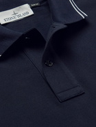 Stone Island - Logo-Appliquéd Stretch-Cotton Piqué Polo Shirt - Blue