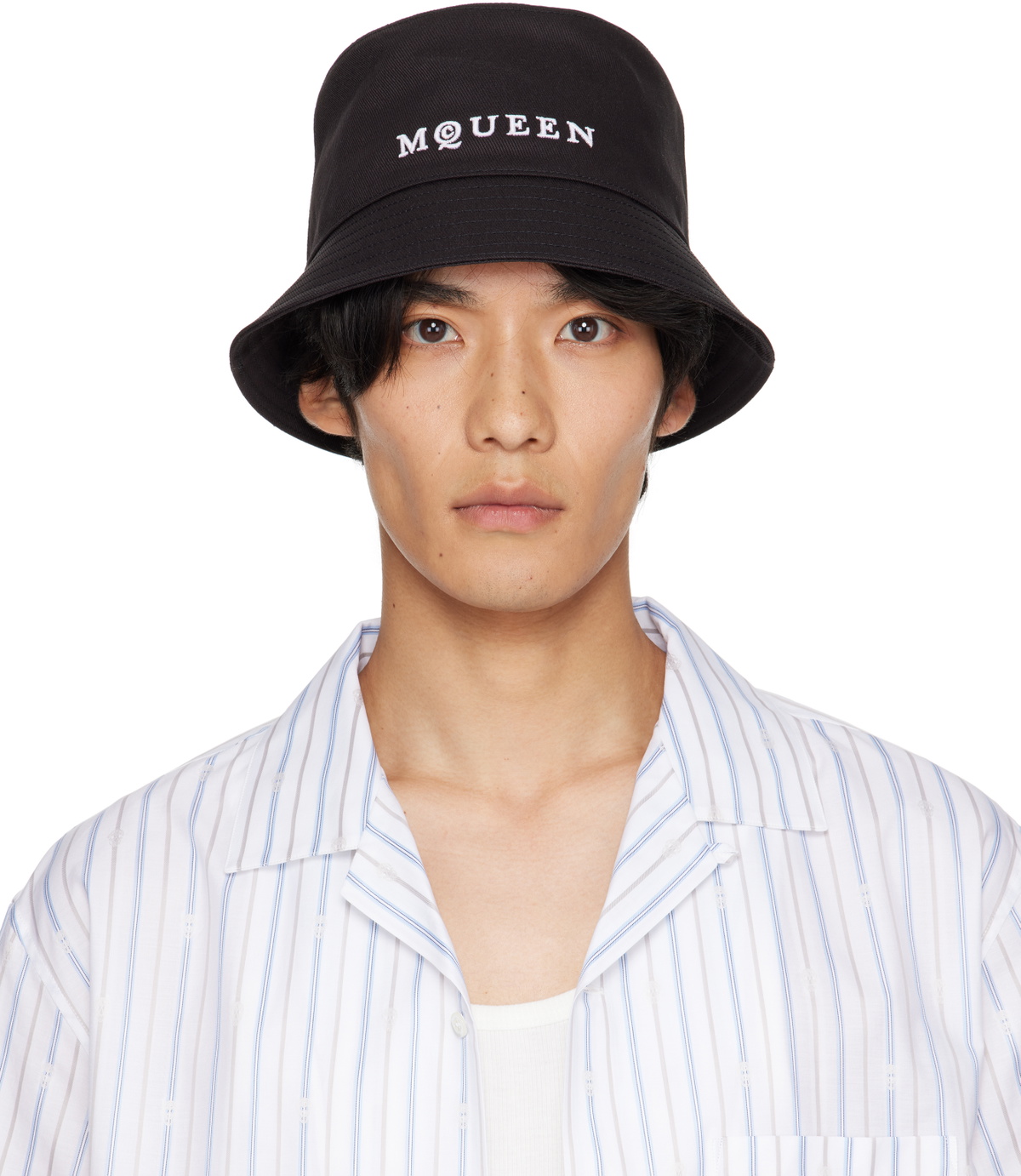 Alexander McQueen Blue Graffiti Bucket Hat Alexander McQueen
