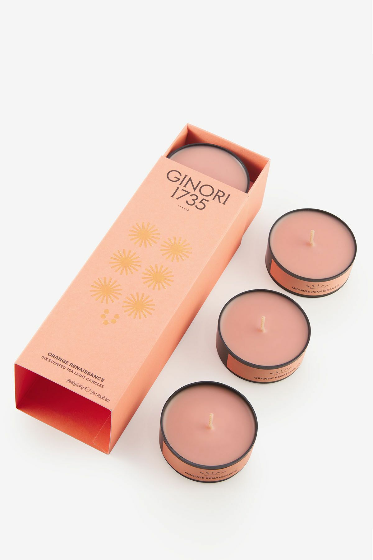 GINORI 1735 orange renaissance scented tea light candles refill 
