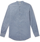 Massimo Alba - Grandad-Collar Embroidered Cotton-Chambray Shirt - Blue