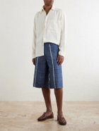 Kartik Research - Rabari Straight-Leg Embroidered Silk Shorts - Blue