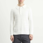 Carter Young Men's Cable Polo Sweater in Cream