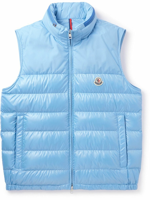 Photo: Moncler - Logo-Appliquéd Quilted Shell Hooded Down Gilet - Blue