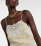 Chloé Jacquard lace-trimmed silk midi dress