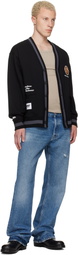 AAPE by A Bathing Ape Black 'AAPER' Button Down Cardigan