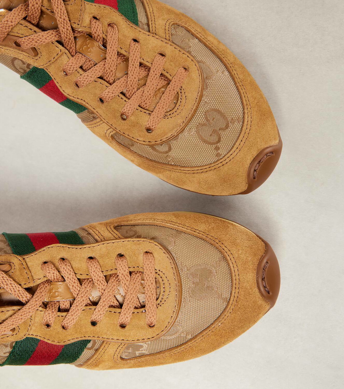 Pre Love ,Rust suedes size 12 Gucci shoe beautiful shape,well taken care .. GUCCI Re-Motion suede, canvas-jacquard and patent-leather  main image 3