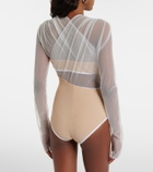 Nensi Dojaka Cutout ruched sheer bodysuit