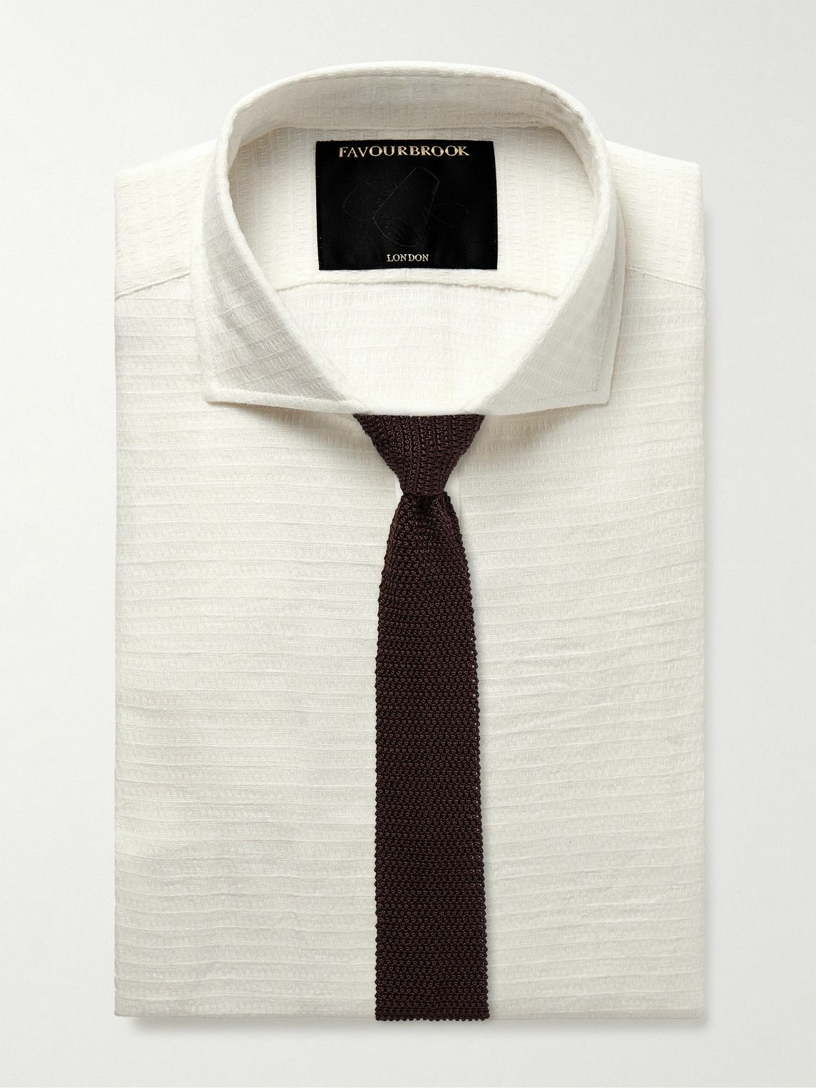 Favourbrook - Haston Cutaway-Collar Linen-Jacquard Shirt - White