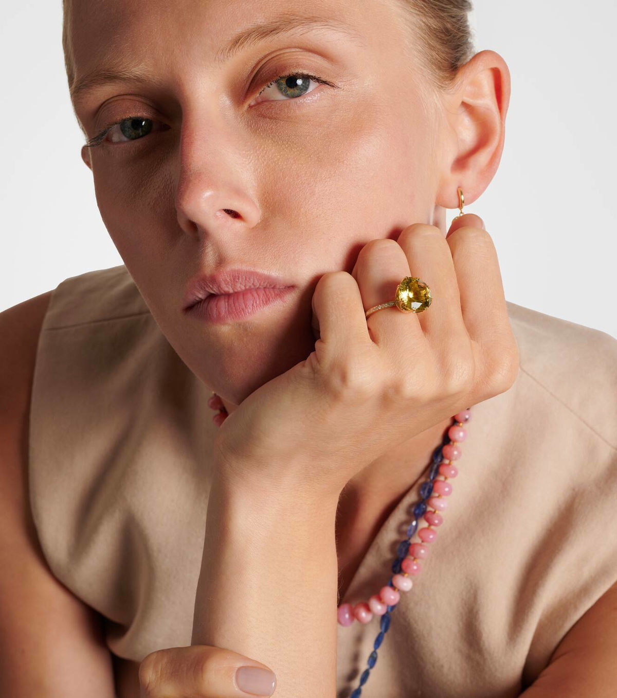 Ileana Makri 18kt gold ring with topaz and diamonds