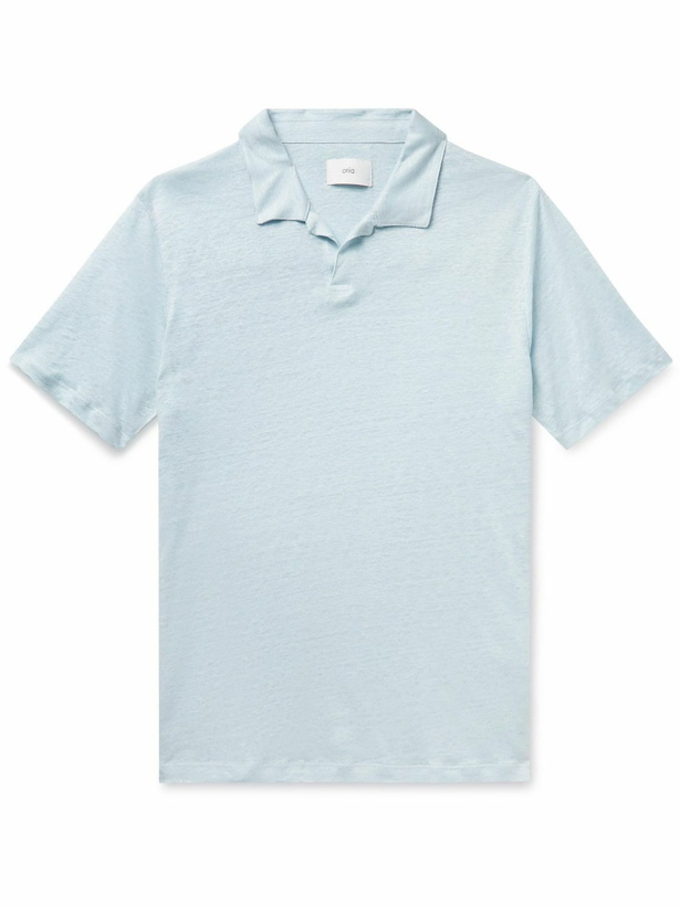 Photo: Onia - Linen Polo Shirt - Blue