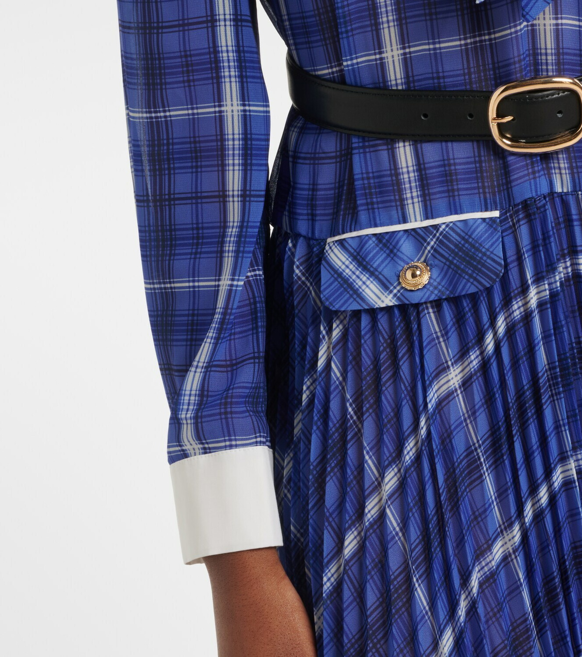 Self-Portrait Belted checked chiffon midi dress