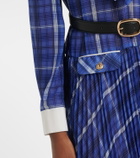 Self-Portrait Belted checked chiffon midi dress