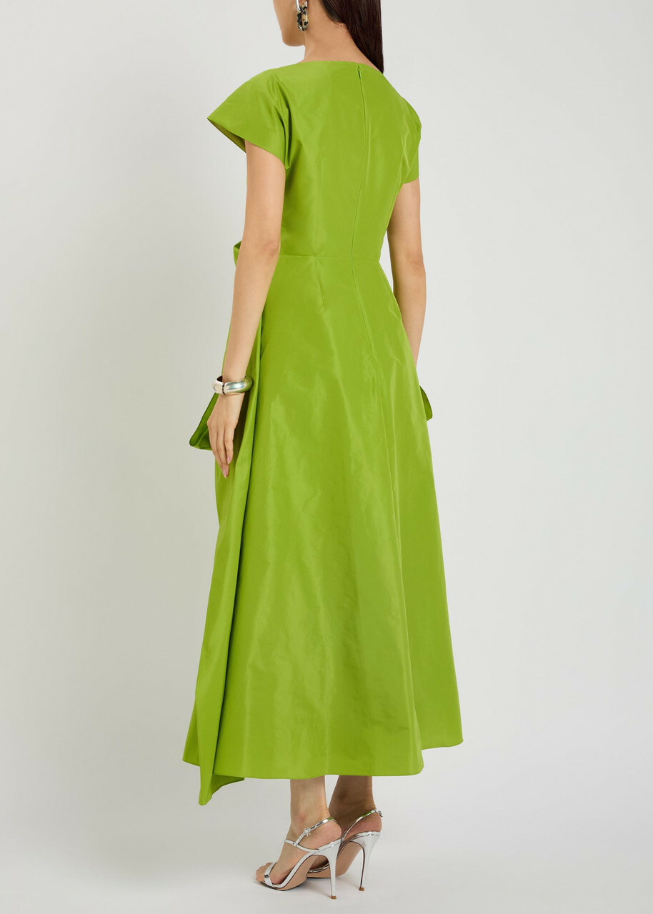 Roksanda Nila Twisted Taffeta Midi Dress Lime