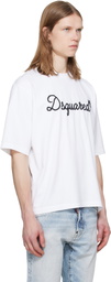Dsquared2 White 'Dsquared2' Embroidered Loose Fit T-shirt