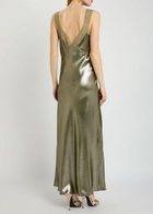 Saint Laurent Metallic Silk Maxi Dress Silver Other