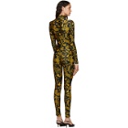 Versace Jeans Couture Black and Gold Paisley Print Jumpsuit