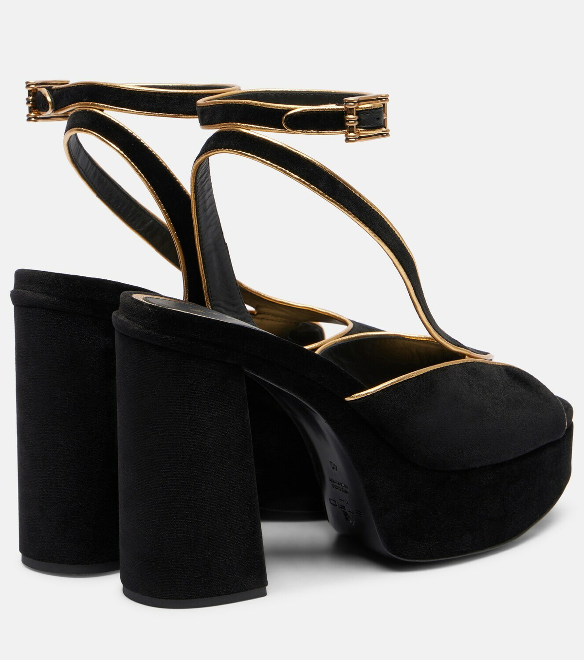 Etro Asymmetrical velvet platform sandals