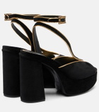 Etro Asymmetrical velvet platform sandals