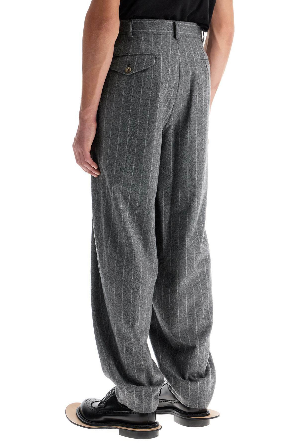 Striped wool suit pants - Black