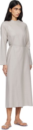 Baserange Taupe Long Sleeve Apron Maxi Dress