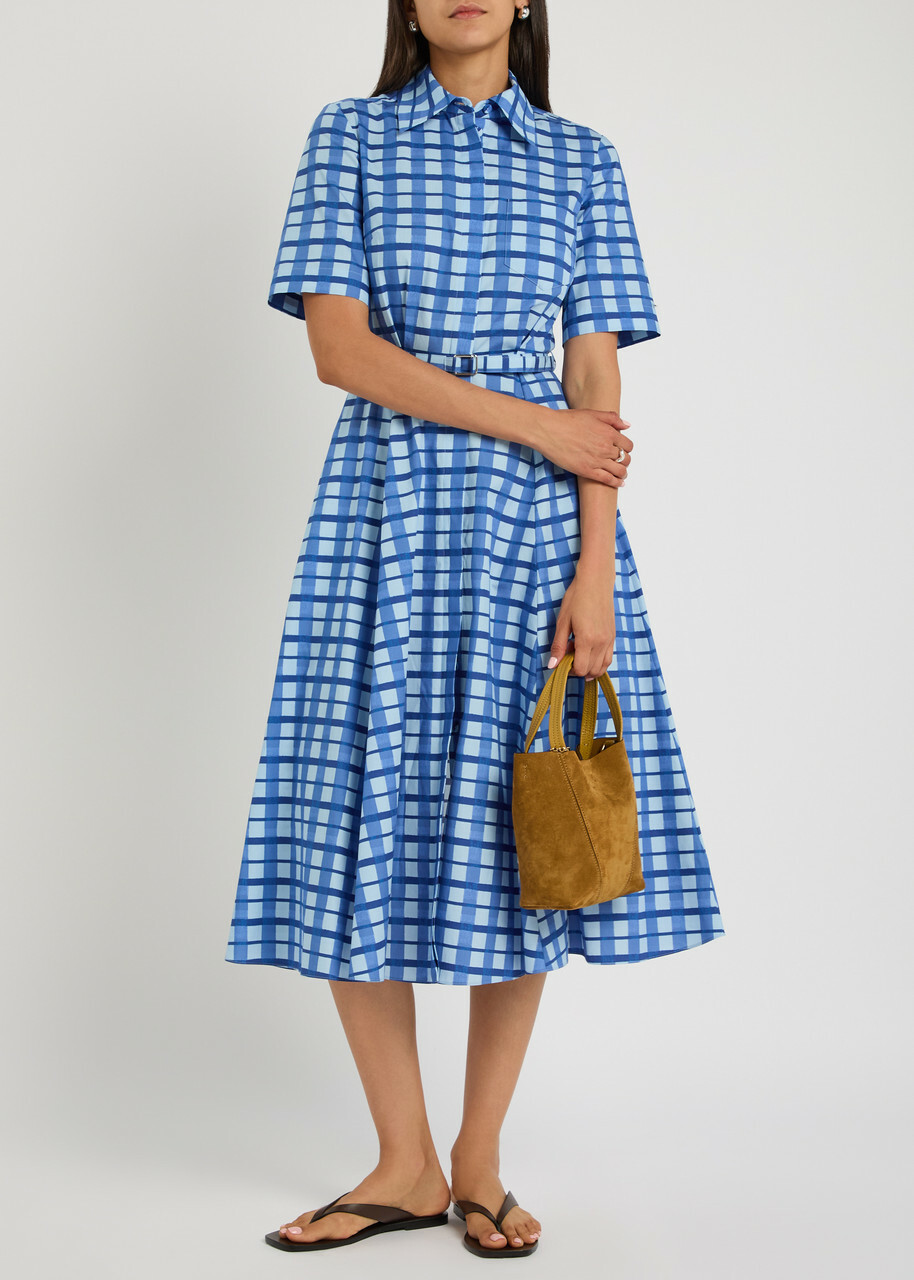 Emilia Wickstead Rubie Checked Cotton Midi Shirt Dress Blue Emilia Wickstead