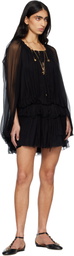 Chloé Black Silk Mousseline Cape Minidress