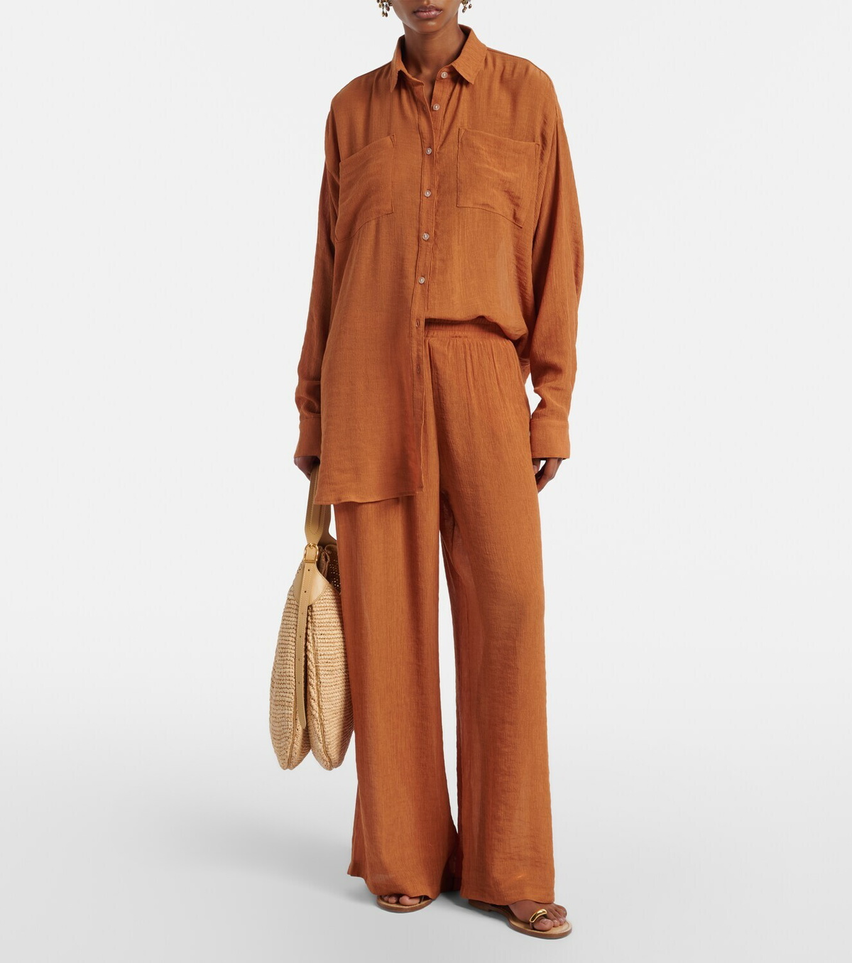 Jade Swim Mika seersucker wide-leg pants