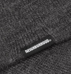 NEIGHBORHOOD - Logo-Appliquéd Mélange Knitted Balaclava - Gray