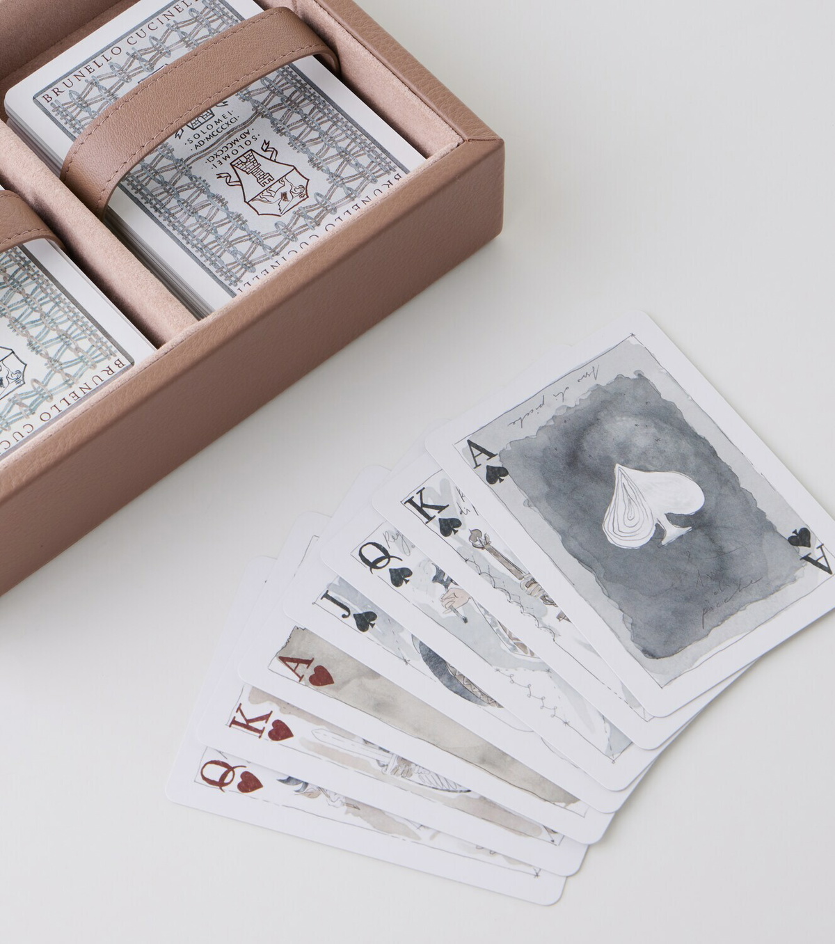 Brunello Cucinelli Leather playing card set and case