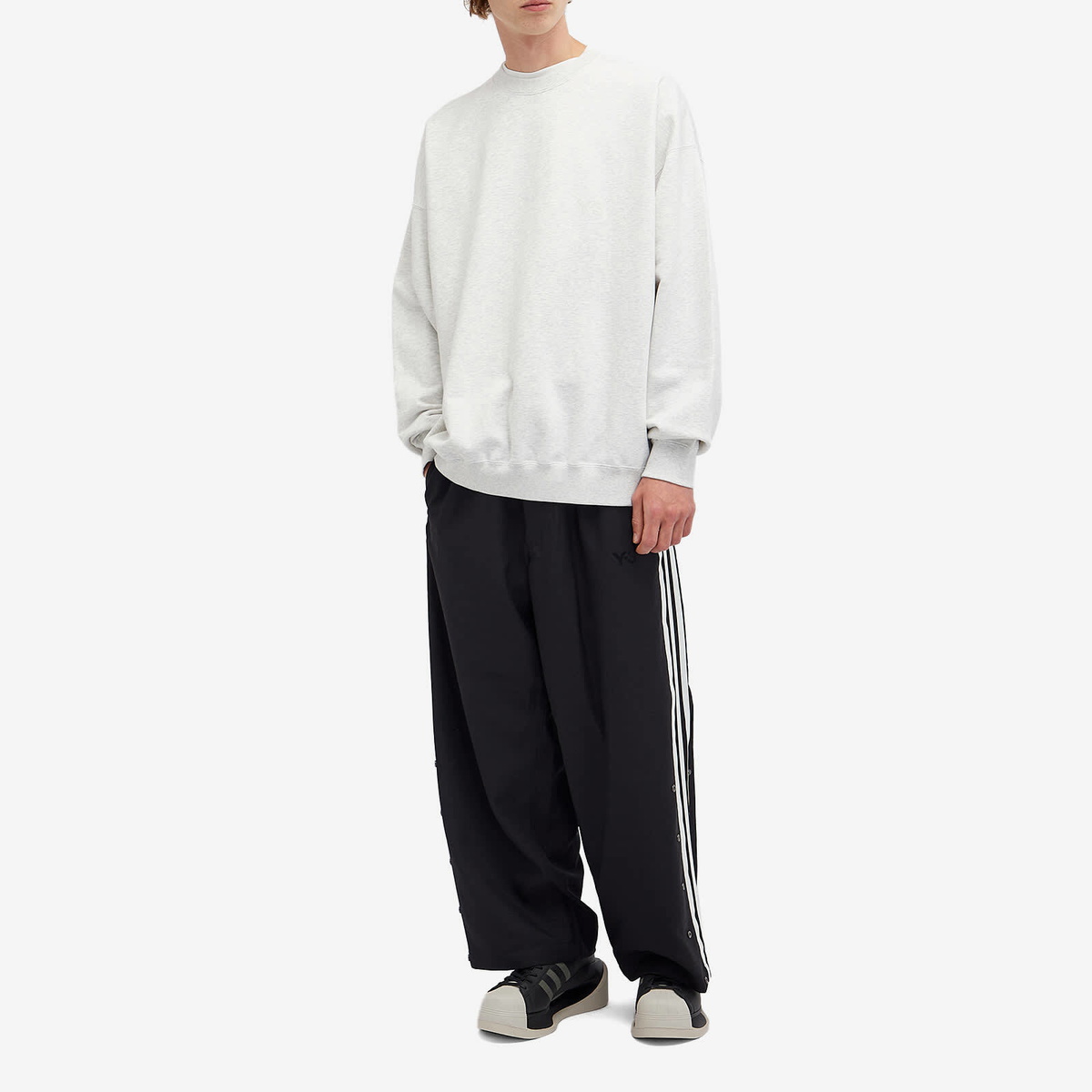 Y-3 Men's Core Logo Crew Sweat in Light Grey