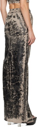 Rick Owens DRKSHDW Black & Gray Concordians Phleg Pillar Denim Maxi Skirt