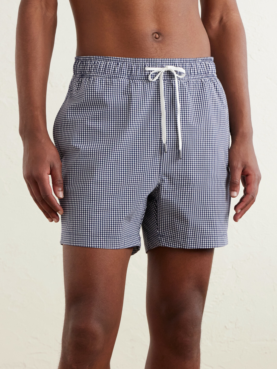 Onia - Charles Straight-Leg Mid-Length Checked Swim Shorts - Blue