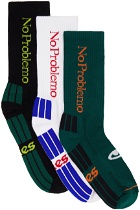 Aries Three-Pack Multicolor 'No Problemo' Socks