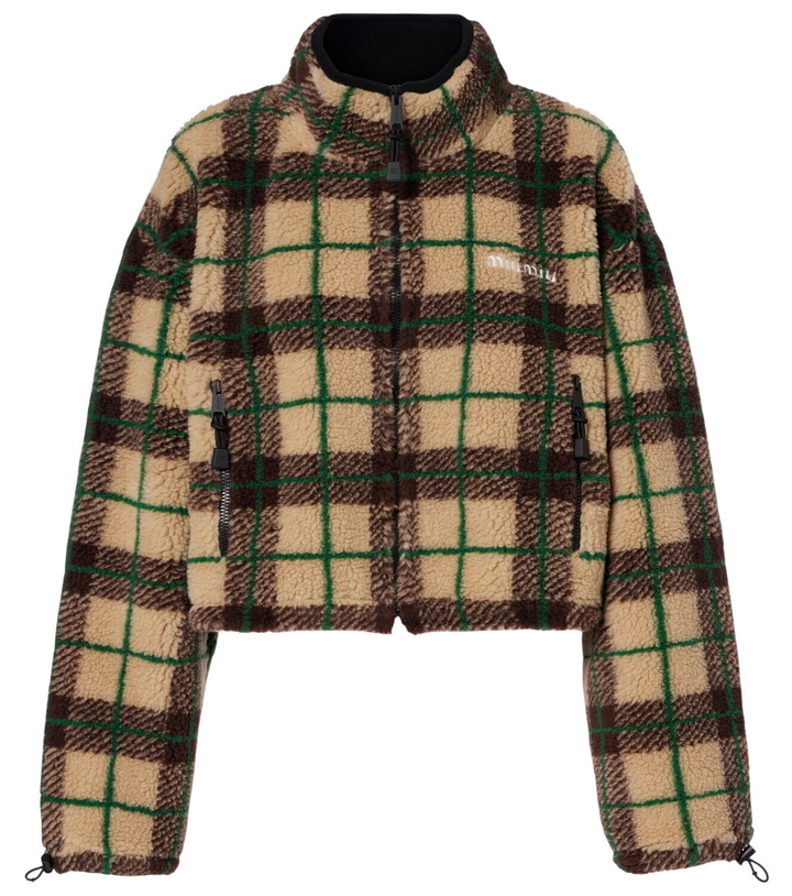 Photo: Miu Miu Plaid cropped fleece jacket