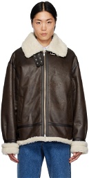 Dunst Brown Loose-Fit Faux-Leather Jacket
