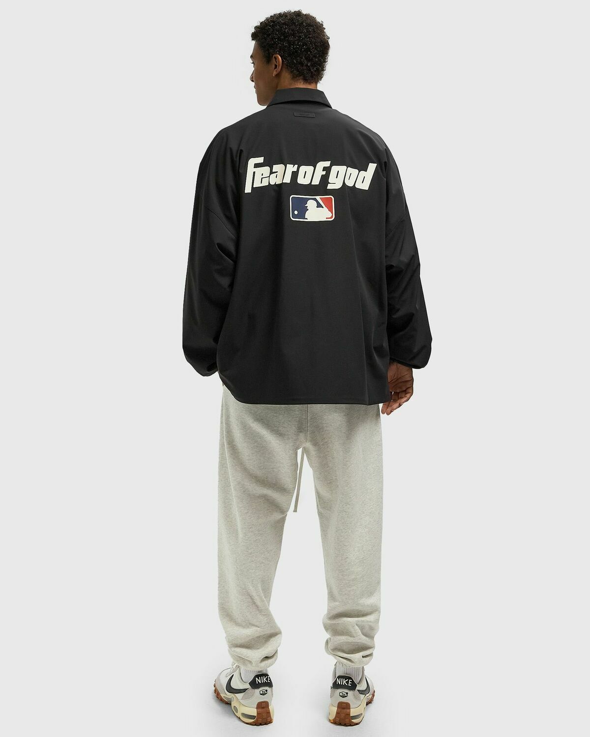 Fear of God Essentials MLB COACHES JACKET Black Mens Overshirt