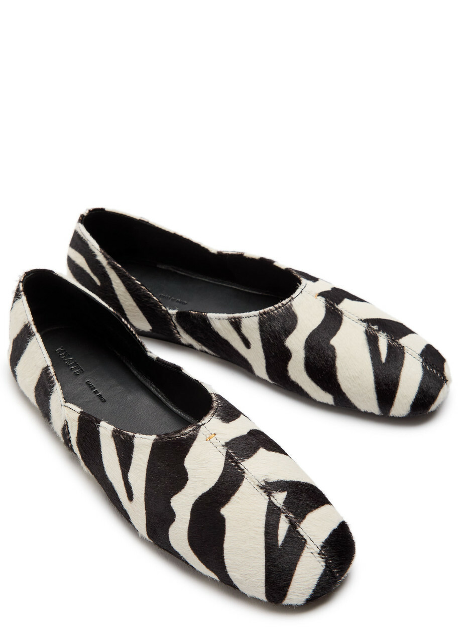 Khaite Jane Zebra-print Calf Hair Ballet Flats Black And White