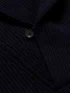 Anderson & Sheppard - Shawl-Collar Ribbed Cashmere Sweater - Blue