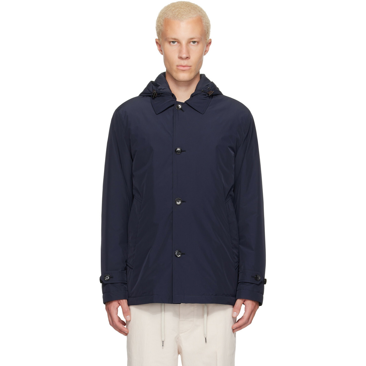 Moncler Navy Evrine Hooded Down Parka Jacket