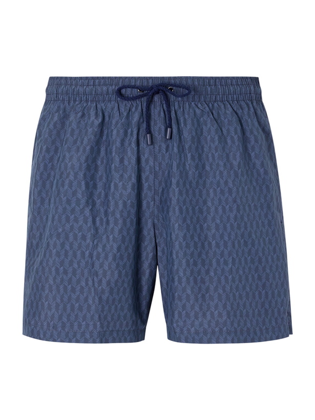 Photo: Canali - Straight-Leg Mid-Length Printed Swim Shorts - Blue