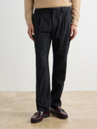 Barena - Straight-Leg Pleated Pinstriped Wool-Blend Trousers - Gray