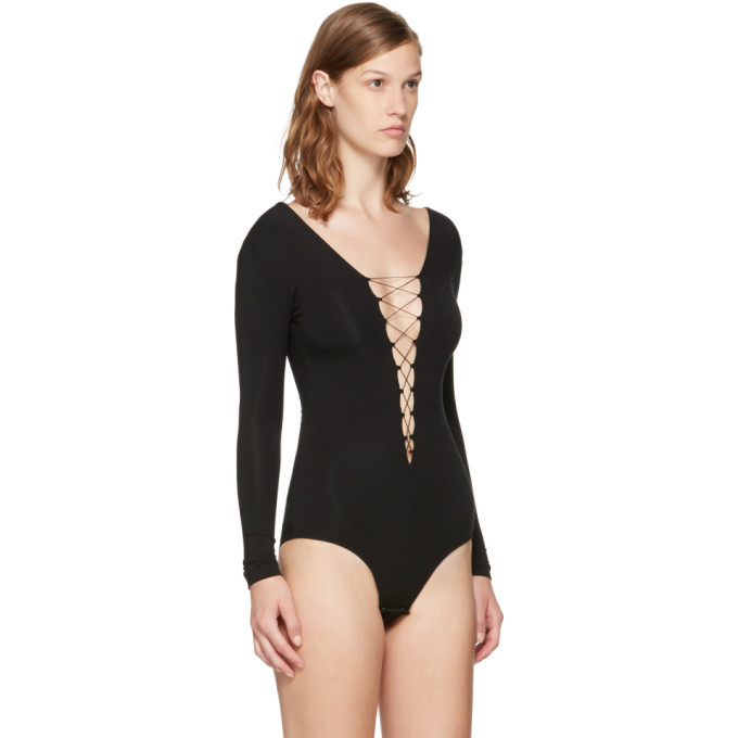 T by Alexander Wang Black Lace-Up Bodysuit T by Alexander Wang